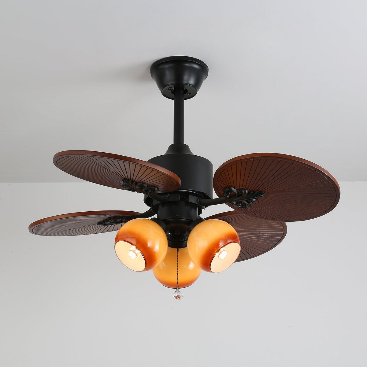 Ventoinha de teto com luz de vidro tropical Celiira