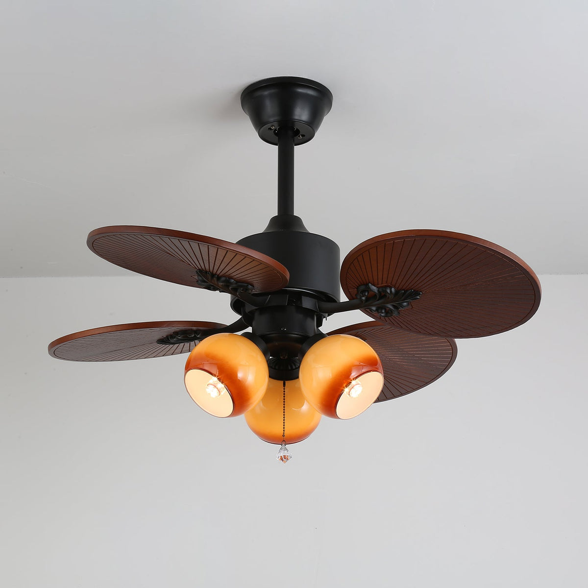Ventoinha de teto com luz de vidro tropical Celiira