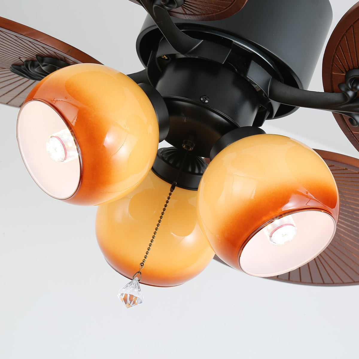 Ventoinha de teto com luz de vidro tropical Celiira