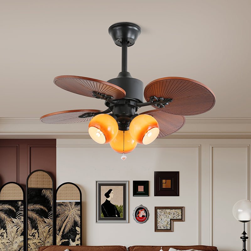 Ventoinha de teto com luz de vidro tropical Celiira