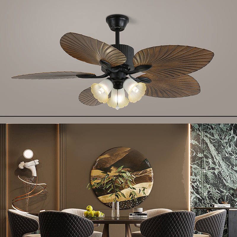 Ventoinha de teto com luz de vidro tropical Celiira