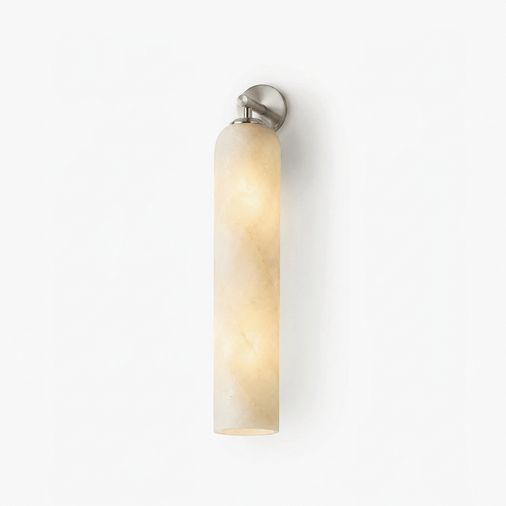 Rörformad vägglampa i alabaster
