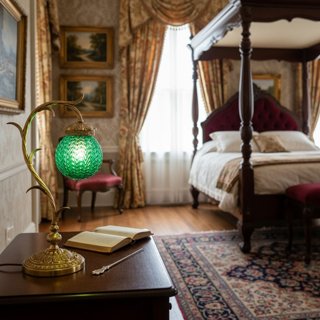 Smaragdgrøn Virelle-bordlampe