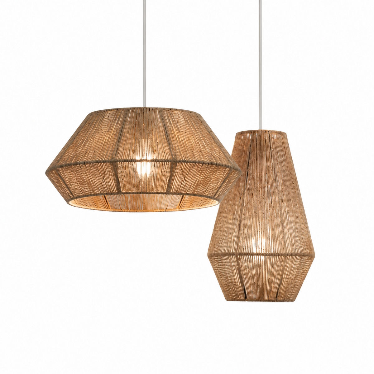 Navenwick facetteret pendel-lampe med reb