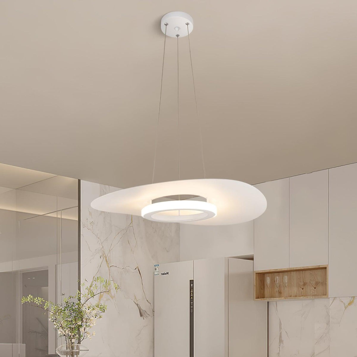 Woka, minimalistinen alumiininen UFO-rengasriippuvalaisin