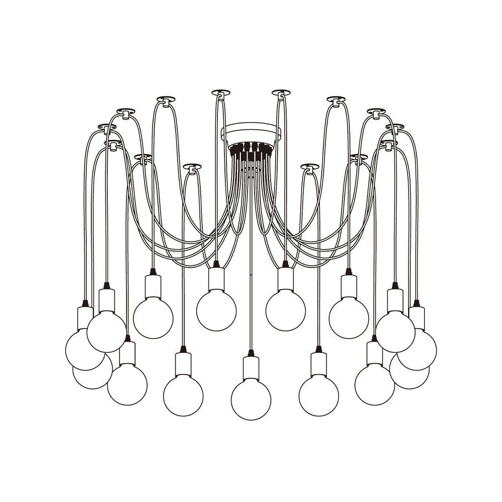 Silva retro lantlig LED-spindelkrona, svart/vit