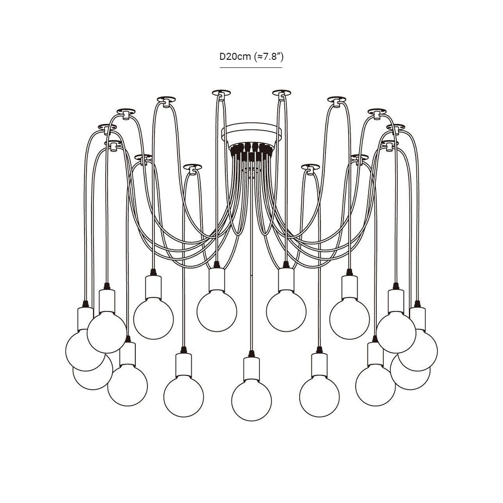 Silva retro lantlig LED-spindelkrona, svart/vit