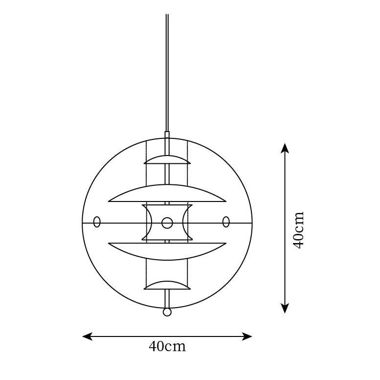 Pendel med svævende geometriske lag, klar globus, futuristisk og moderne