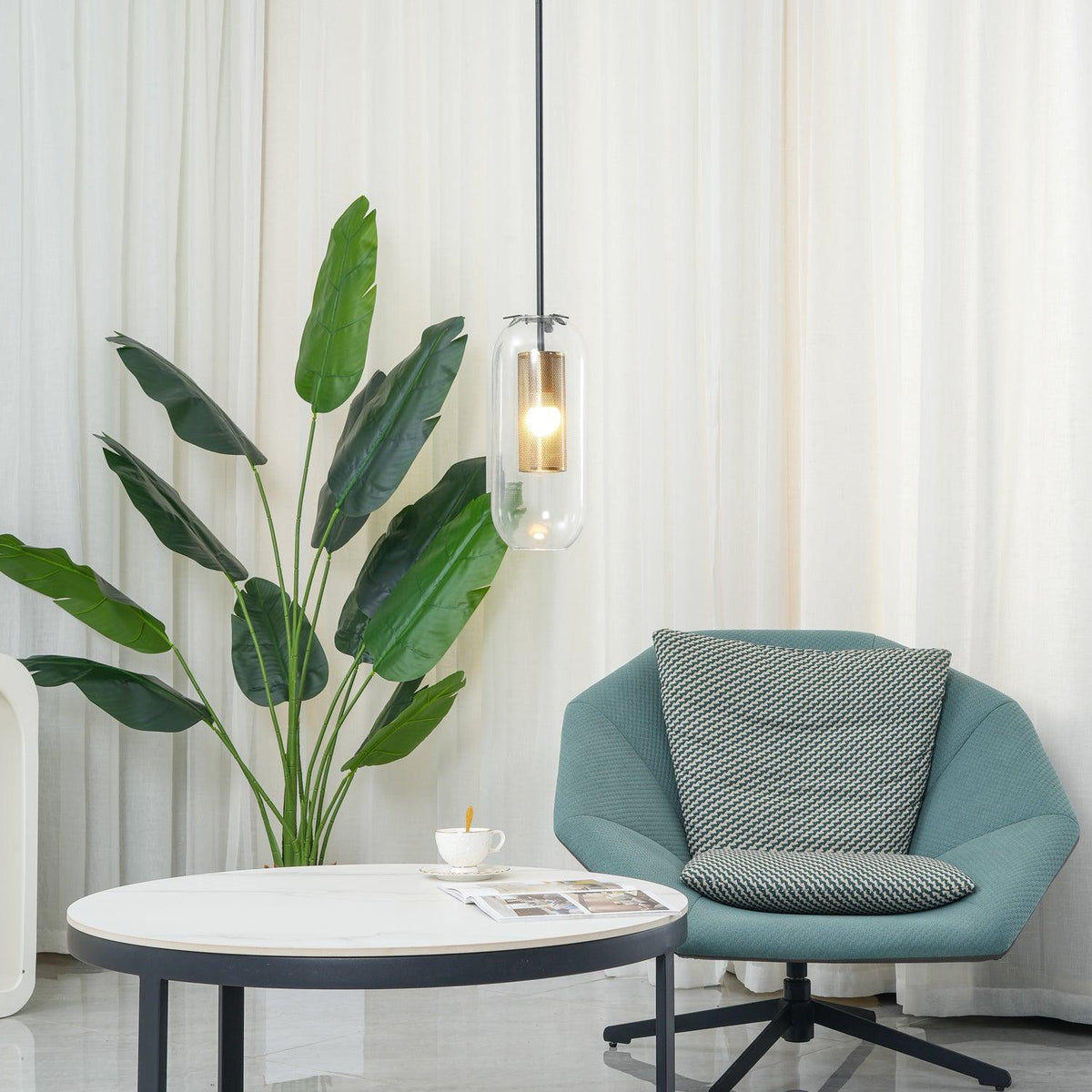 Sypharil minimalistisk pendellampe i glas