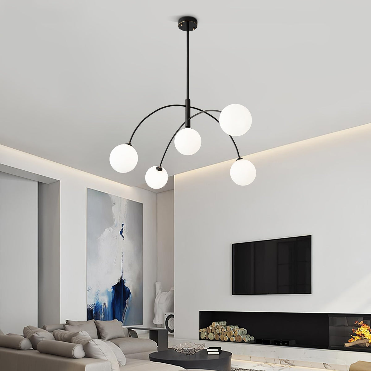 Candeeiro de lustre elegante em latão com arco Valentina Orieliel