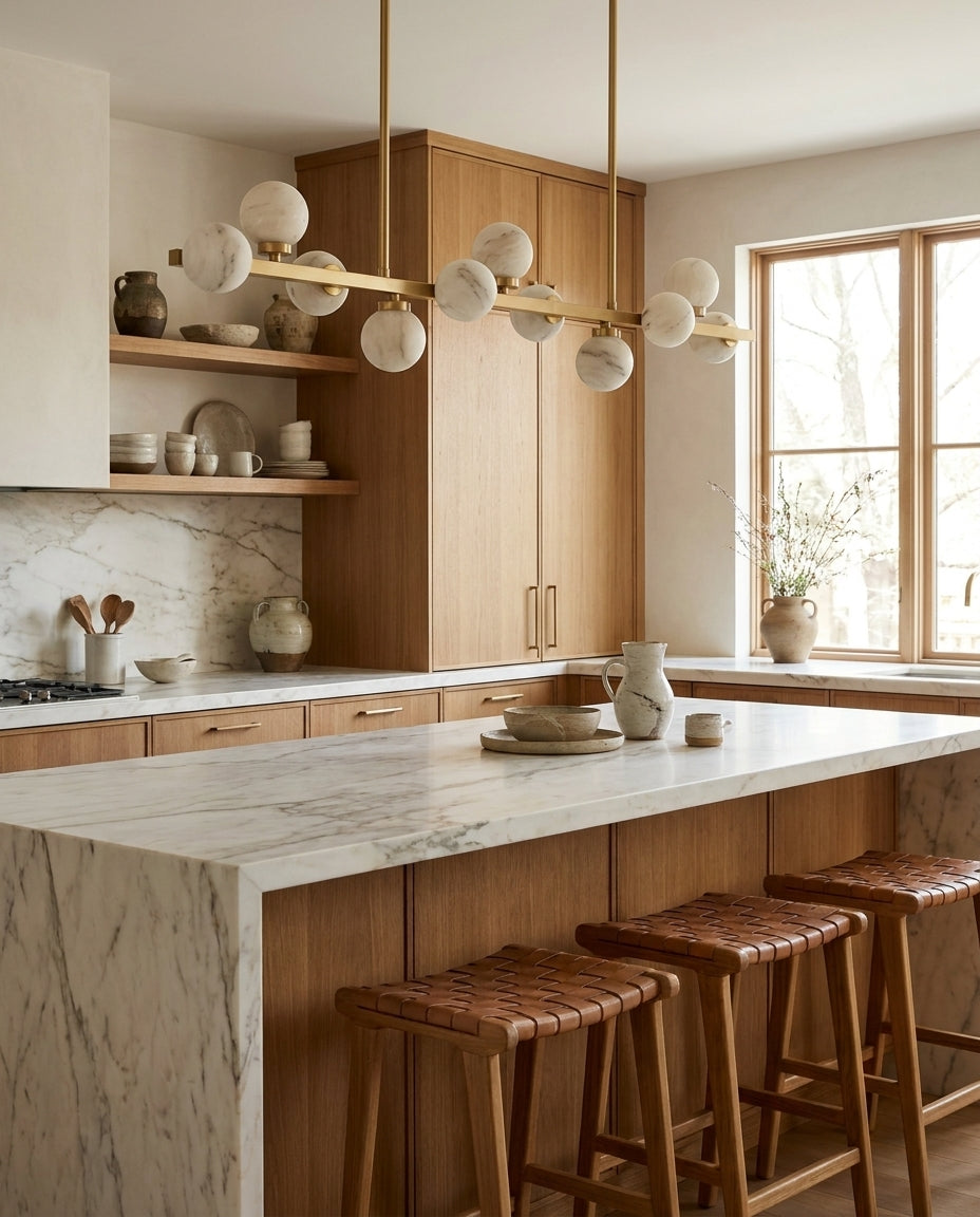 Candeeiro de lustre Yelford em alabastro