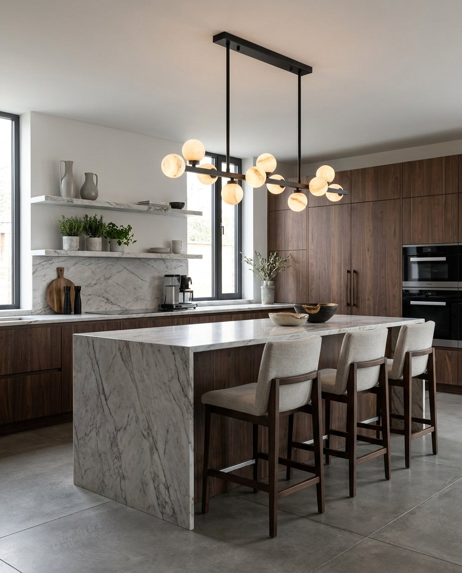 Candeeiro de lustre Yelford em alabastro
