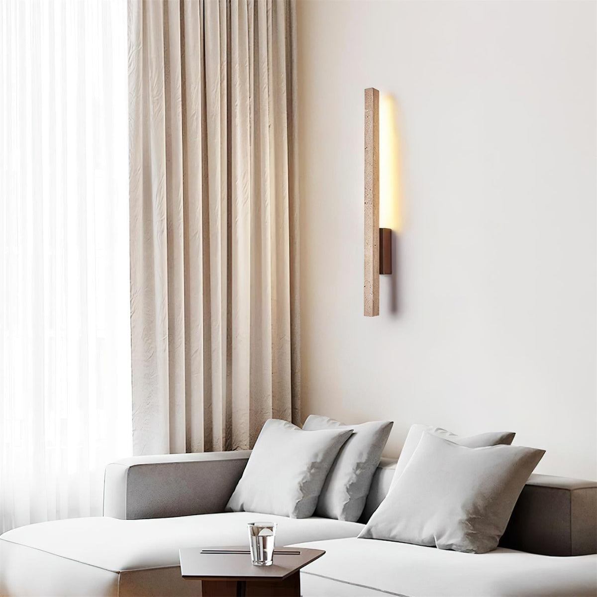 Corvella Wall Lamp Slim Linear Travertine Minimalist