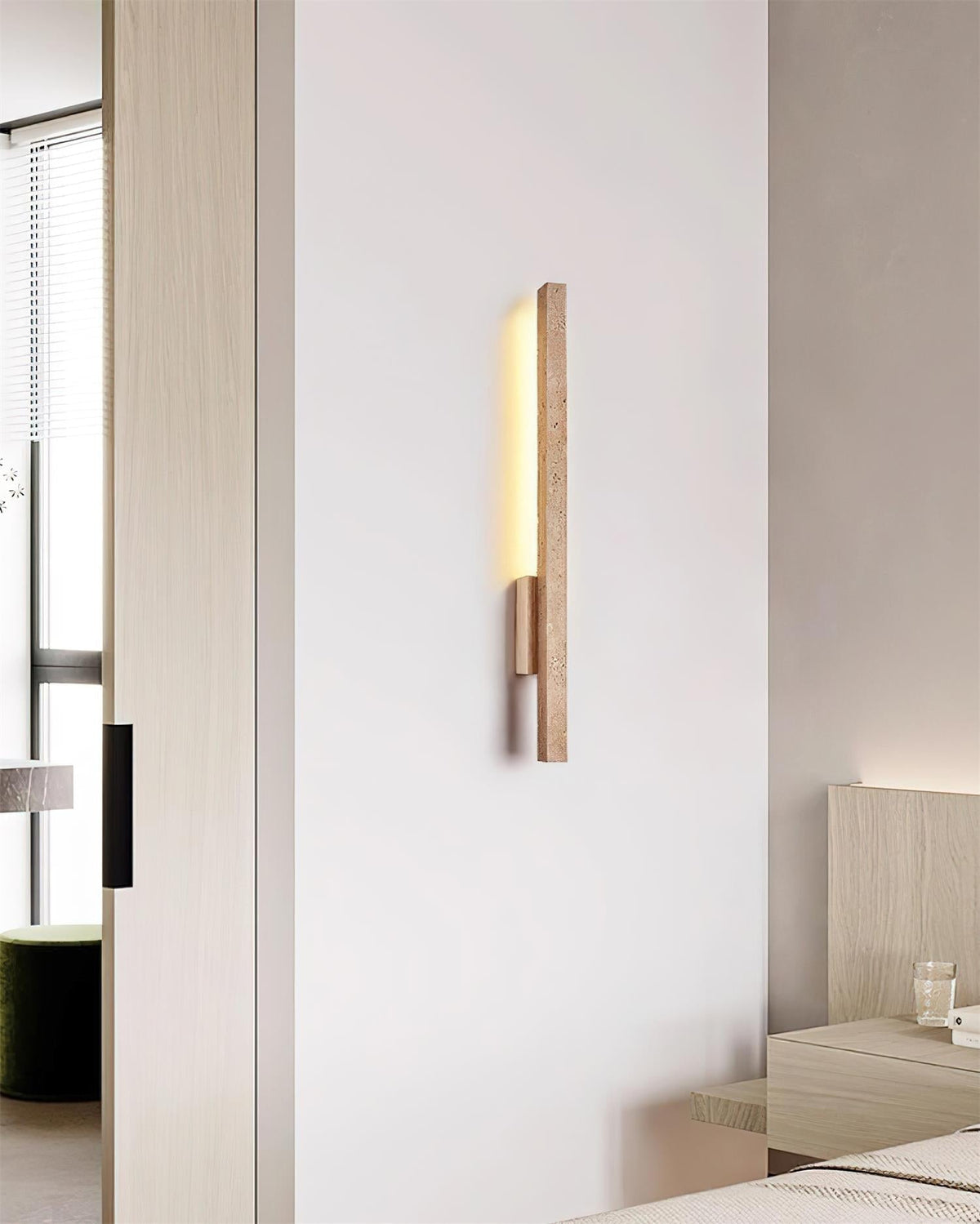 Corvella Wall Lamp Slim Linear Travertine Minimalist