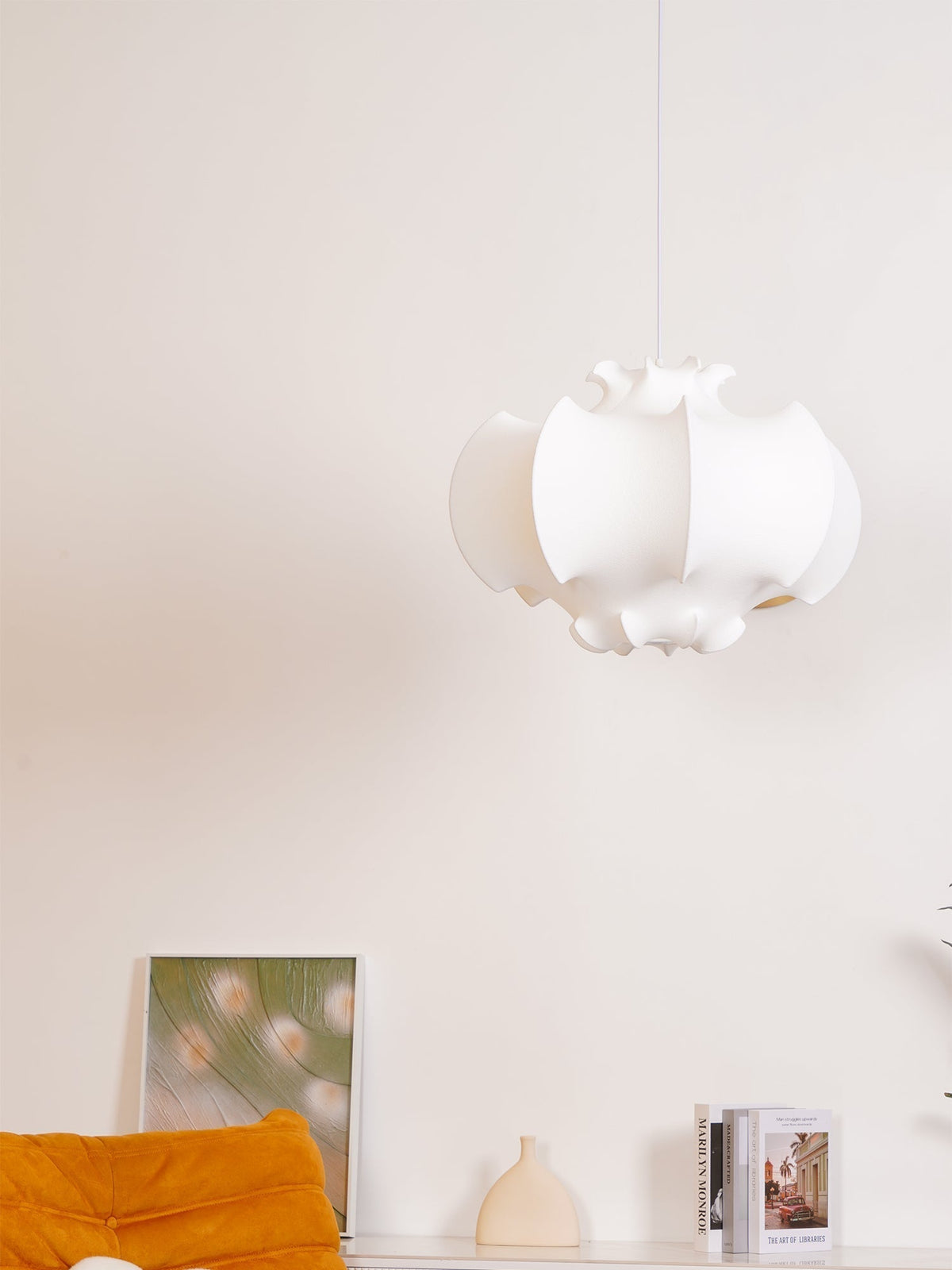 Candeeiro pendente Lotus minimalista em seda