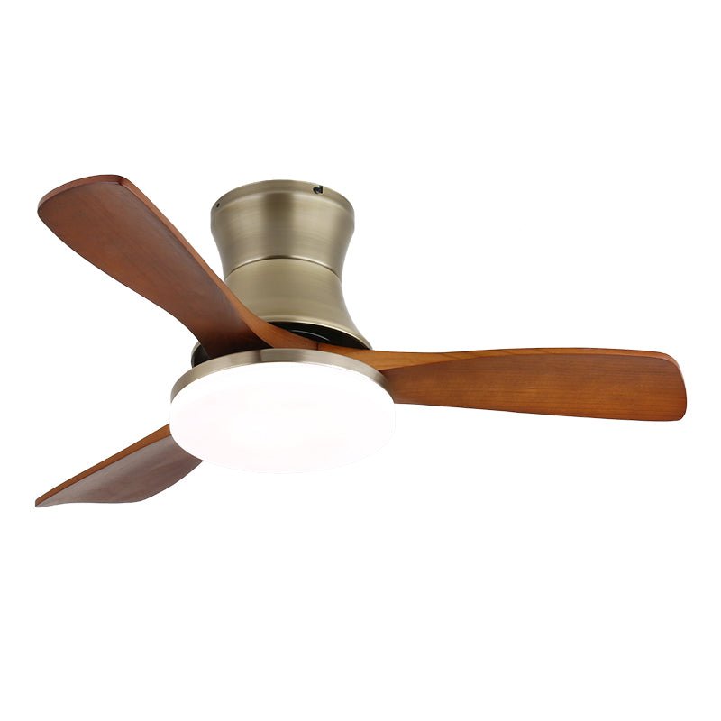 Elveora modern takfläkt med lampa i mässing och trä