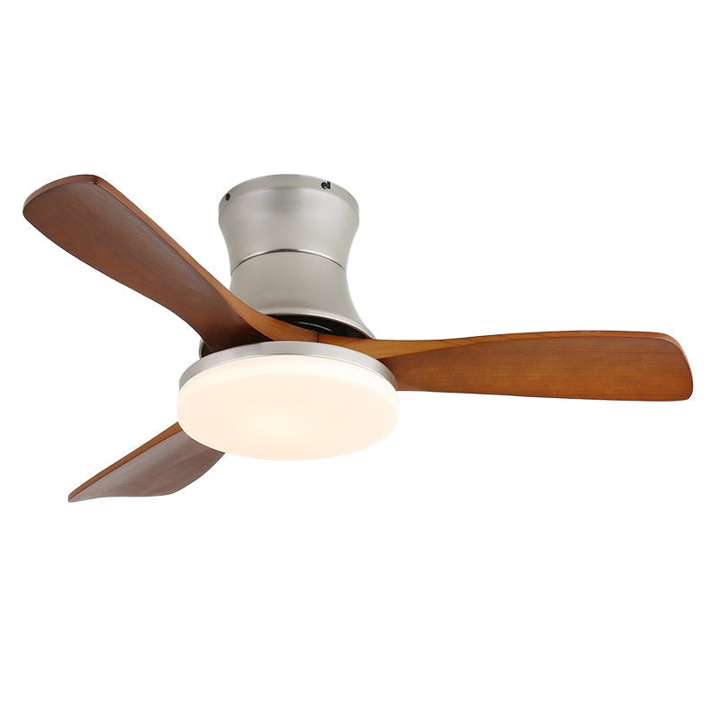 Elveora modern takfläkt med lampa i mässing och trä