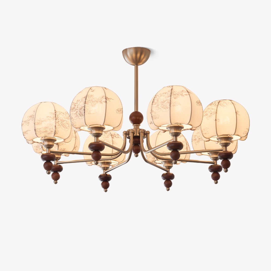 Candeeiro suspenso Comirisra Premium Traditional Petal em tecido e madeira