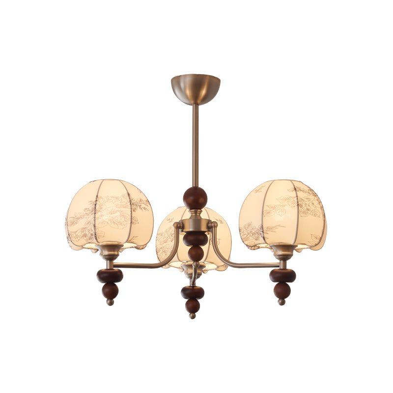 Candeeiro suspenso Comirisra Premium Traditional Petal em tecido e madeira