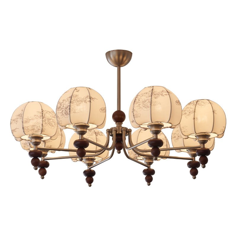 Candeeiro suspenso Comirisra Premium Traditional Petal em tecido e madeira