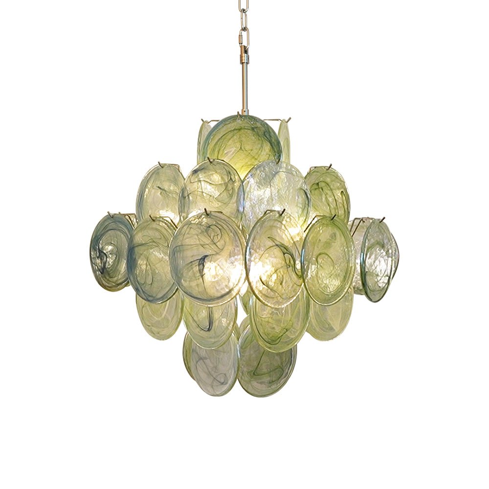 Lustre Velerora Nature com discos verdes em vidro Murano