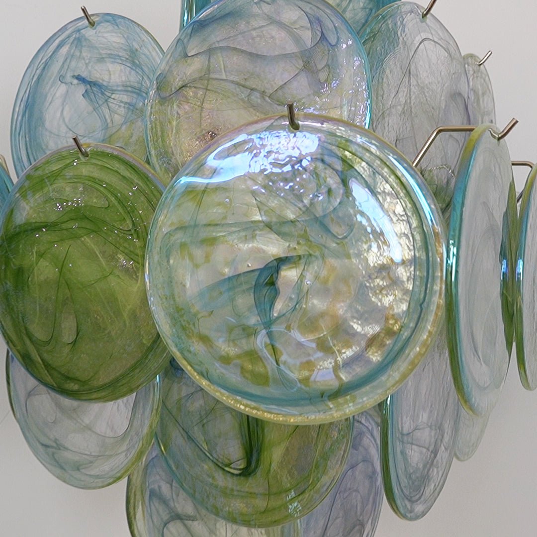 Lustre Velerora Nature com discos verdes em vidro Murano