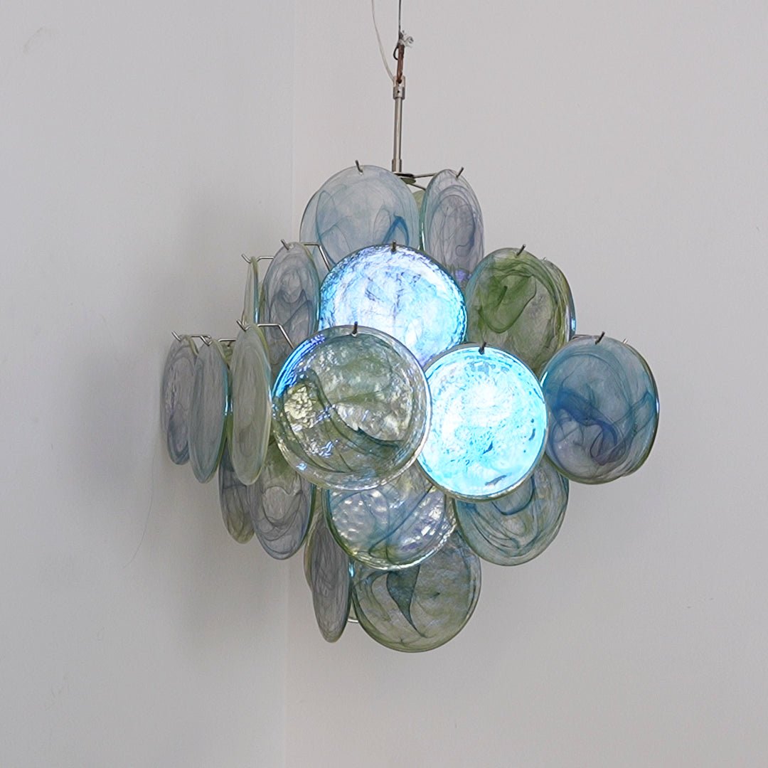 Lustre Velerora Nature com discos verdes em vidro Murano