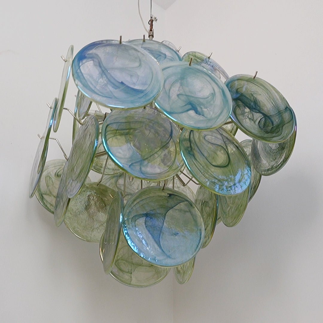 Lustre Velerora Nature com discos verdes em vidro Murano
