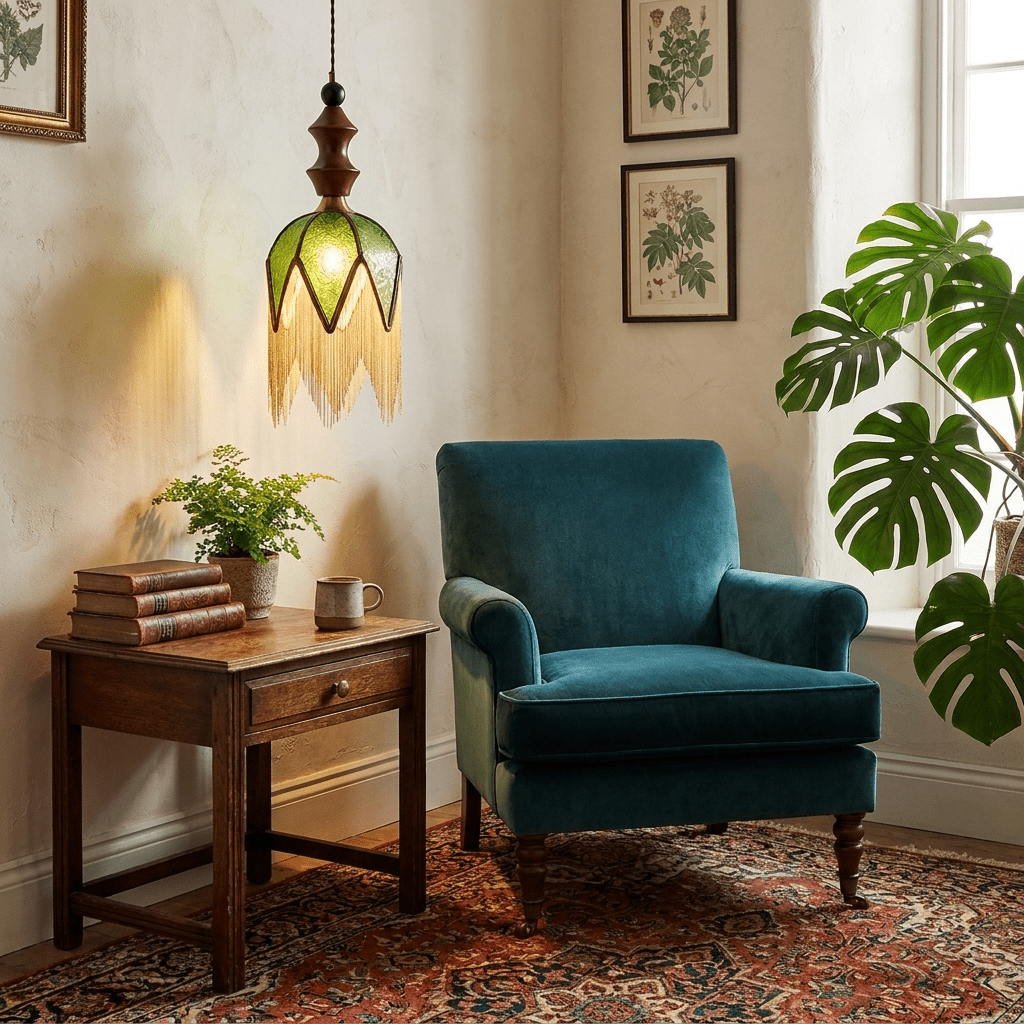 Pendellampa Melisande Verdant med tofsar
