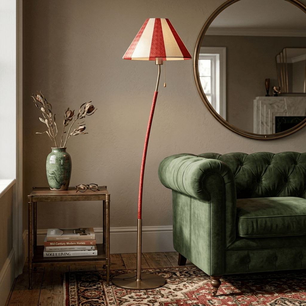 Selorelle böjd randig golvlampa