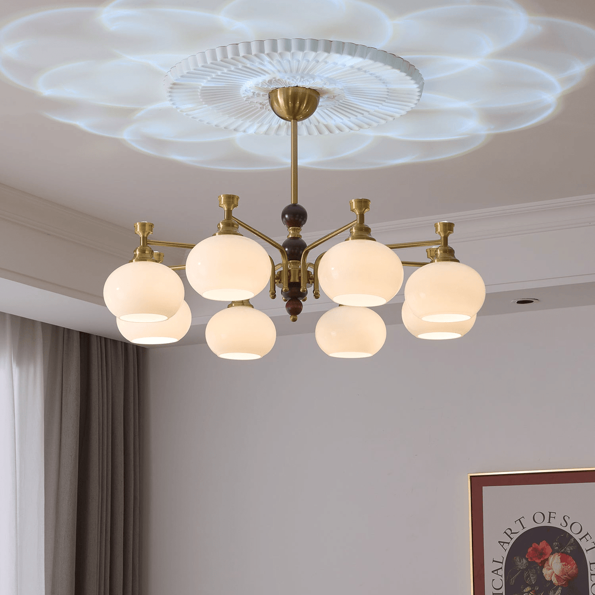 Aursolos traditionel elegant lysekrone i træ og glas