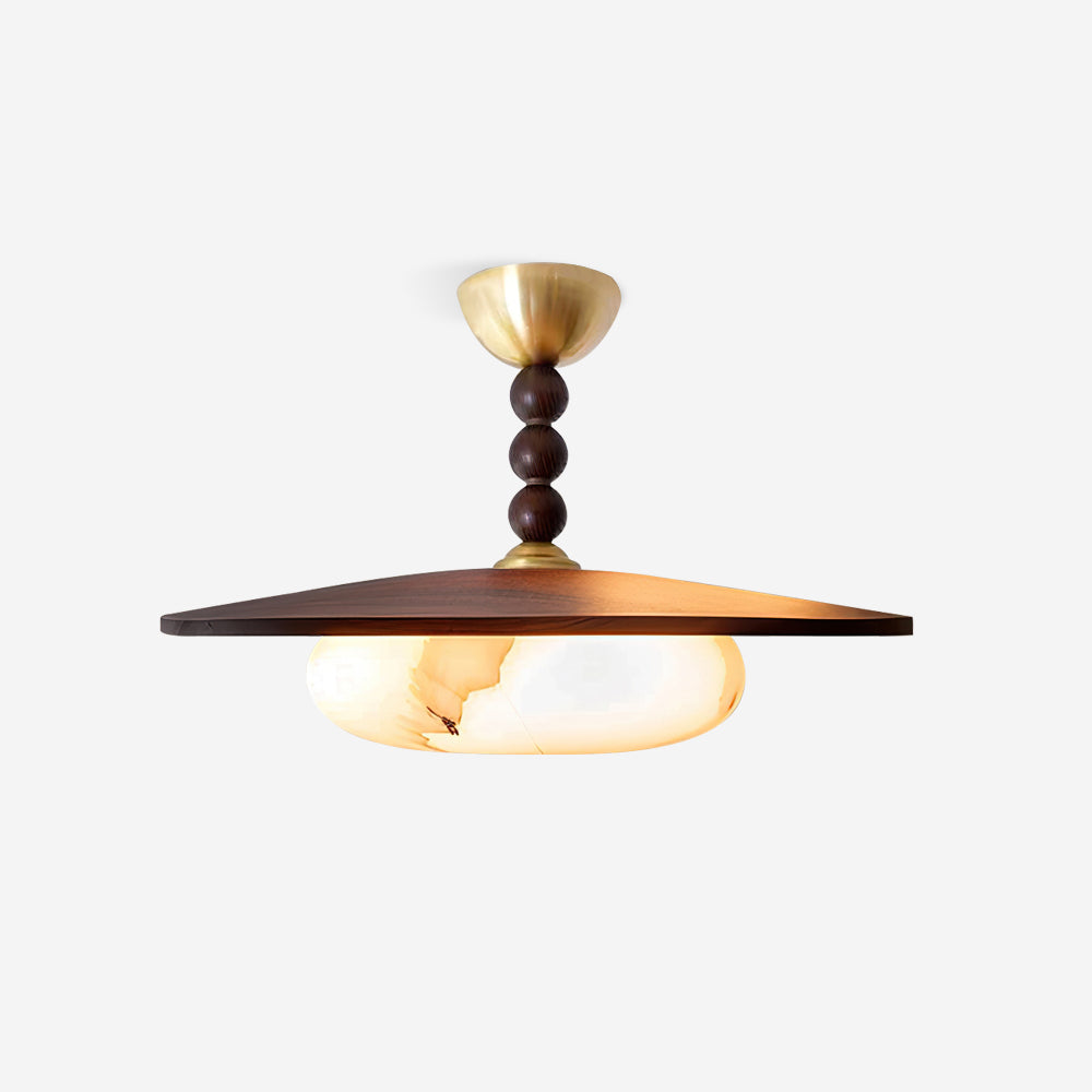 Muto loftslampe i valnøddefarve og hvid imitationalabast