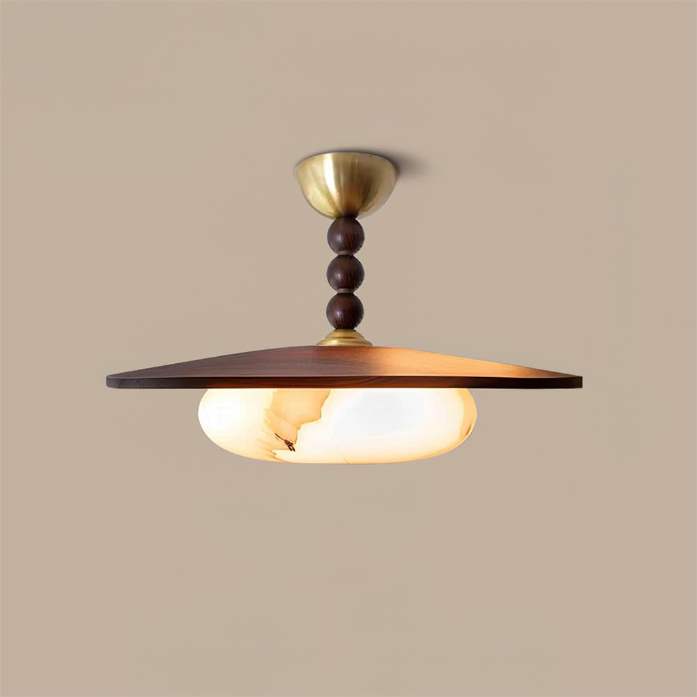 Muto loftslampe i valnøddefarve og hvid imitationalabast