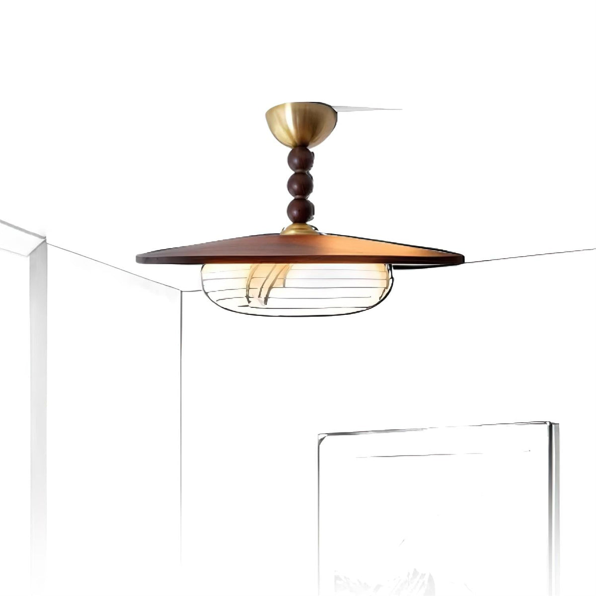 Muto loftslampe i valnøddefarve og hvid imitationalabast