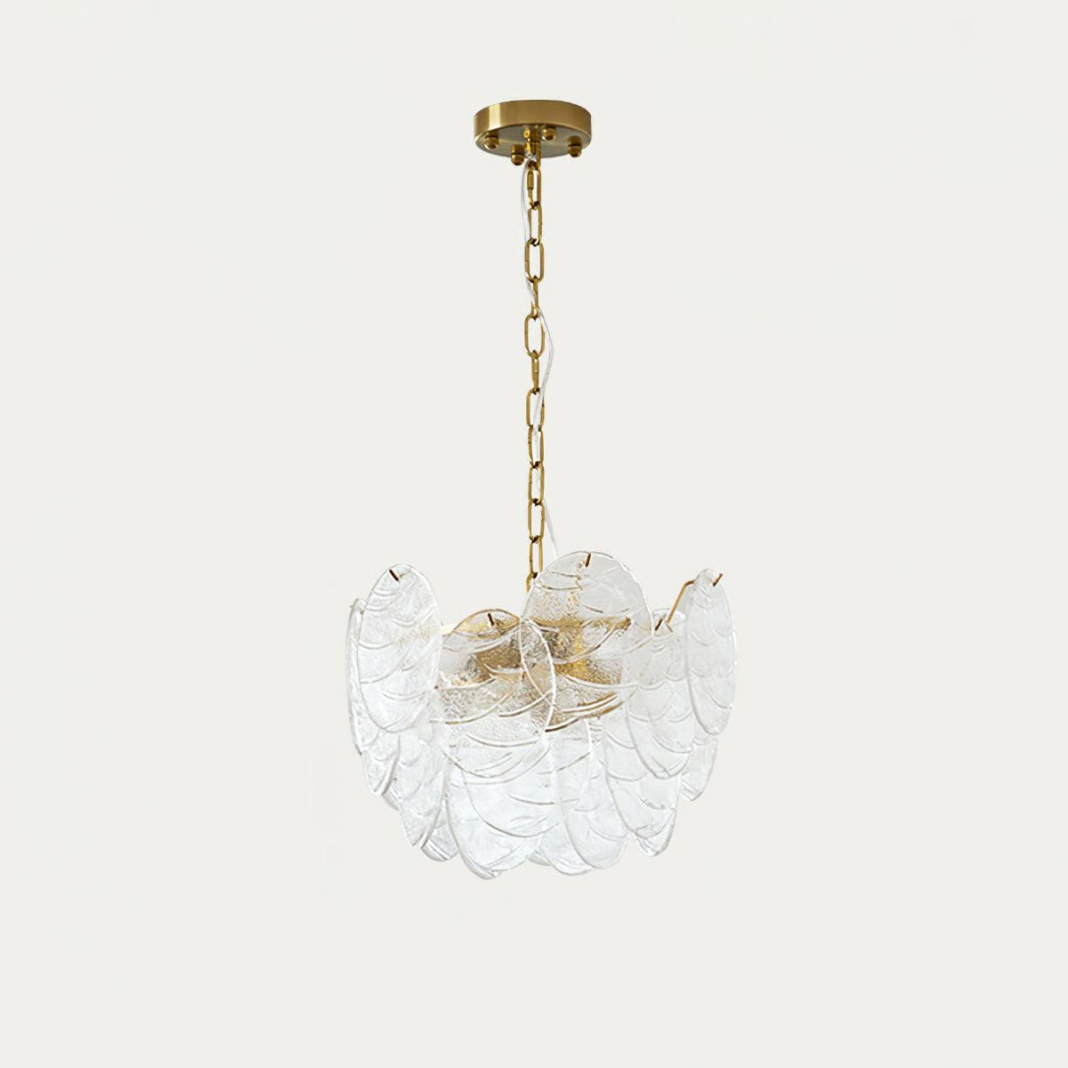 Lysekrone med glasskiver, metalstel, guldfinish, victoriansk