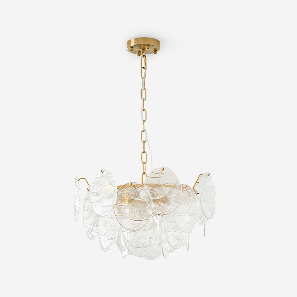 Lysekrone med glasskiver, metalstel, guldfinish, victoriansk