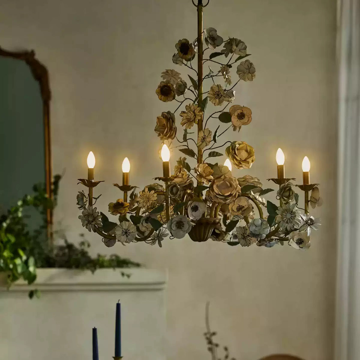 Candeeiro de teto floral vintage