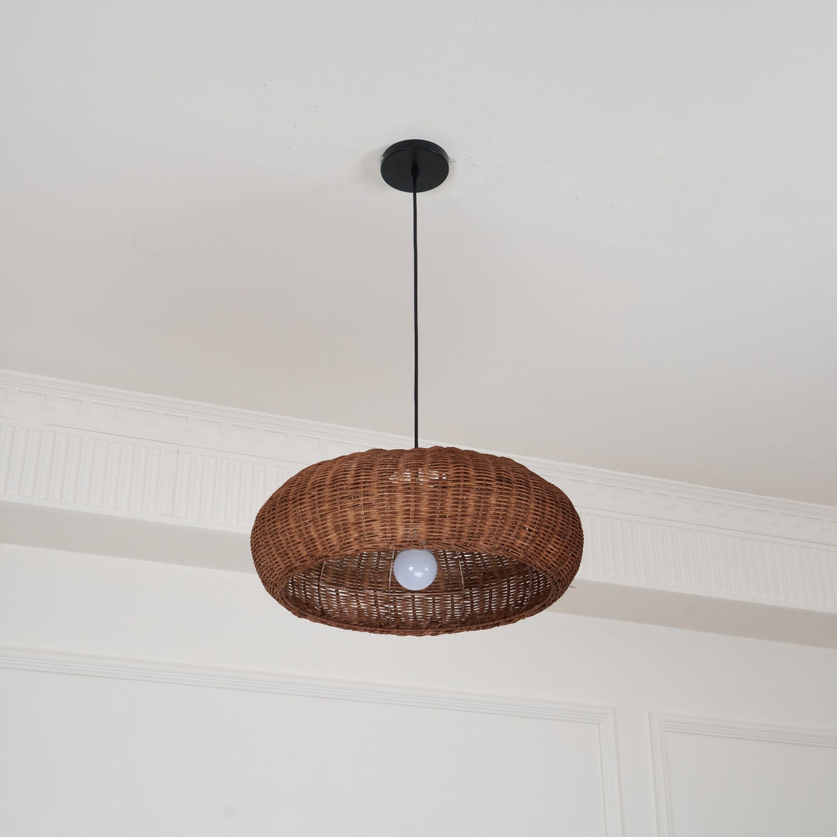 Socan vintage pendellampe i rattan