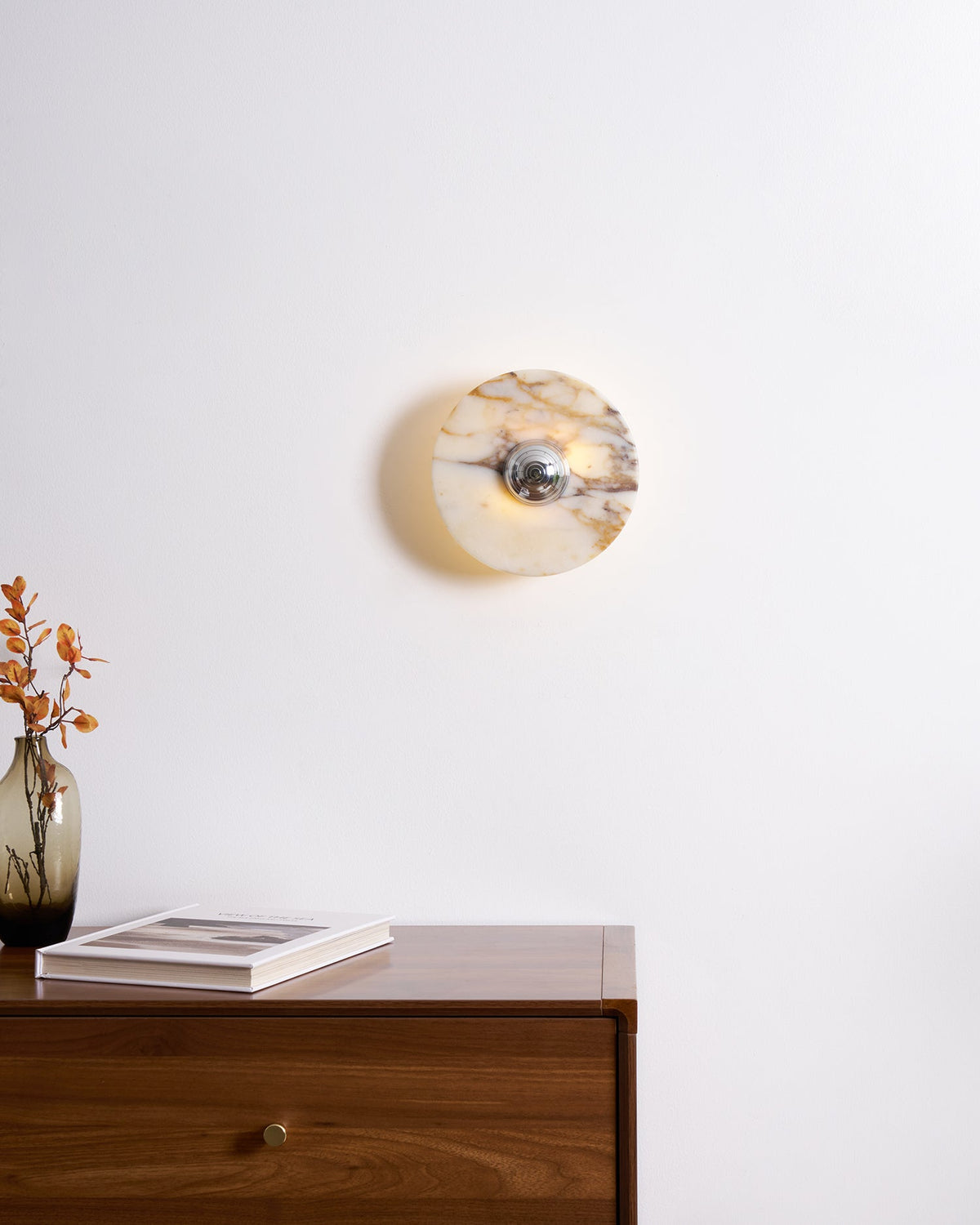 Vägglampa med marmorskiva, LED, modern belysningsarmatur, flera färger