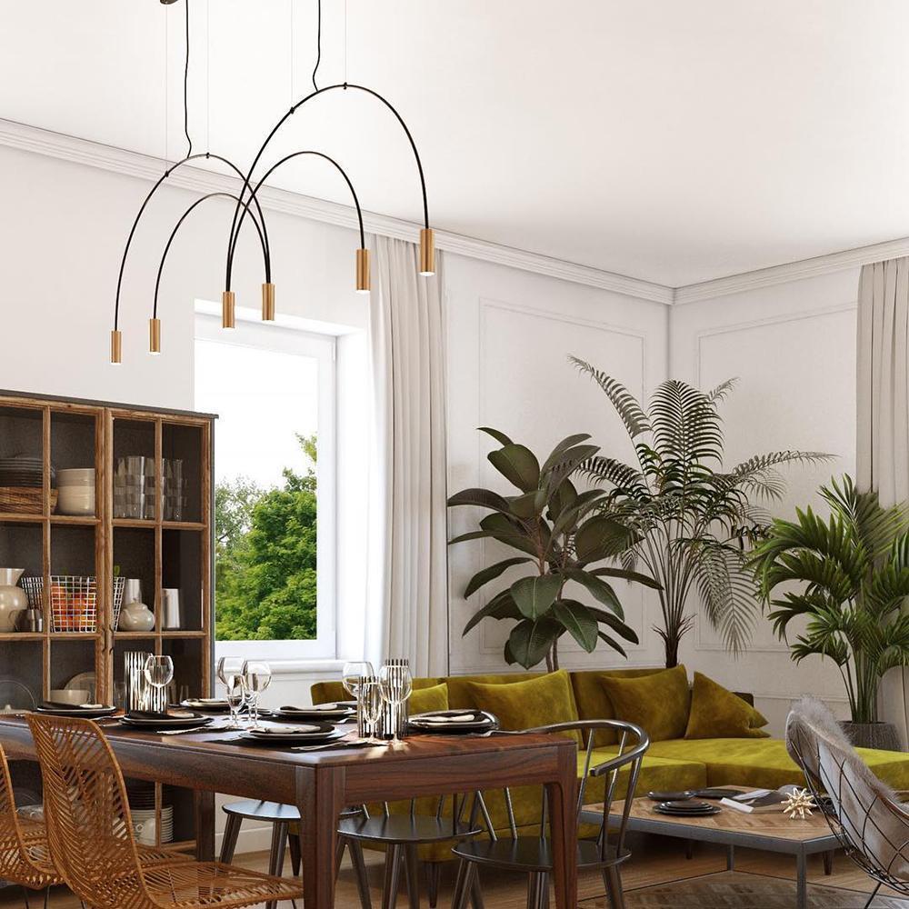 Candeeiro suspenso Noriel com cilindros sobrepostos, minimalista, para a sala de jantar