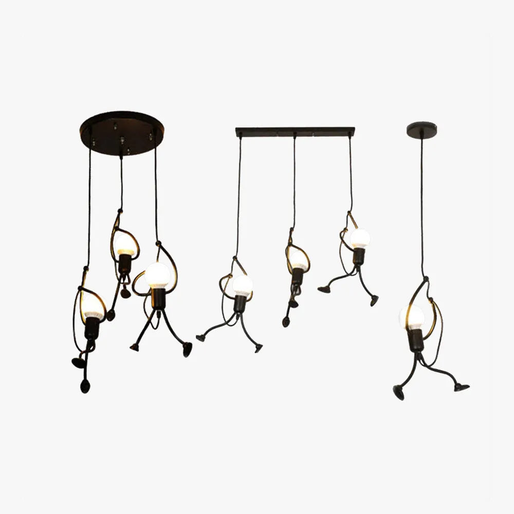 Esi Retro Modern Iron Man Pendant Light, Black