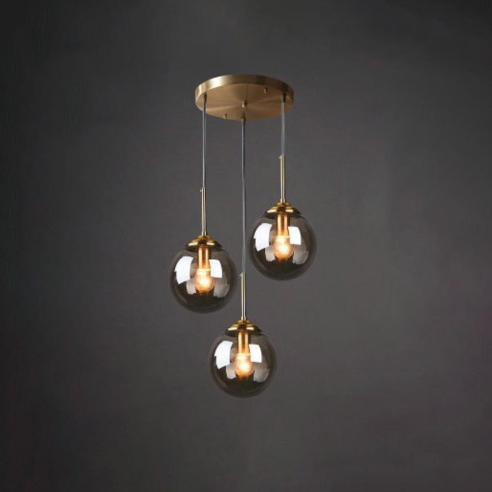 Valentina designad bubbelpendellampa i glas, rökfärgad/klar/bärnstensfärgad