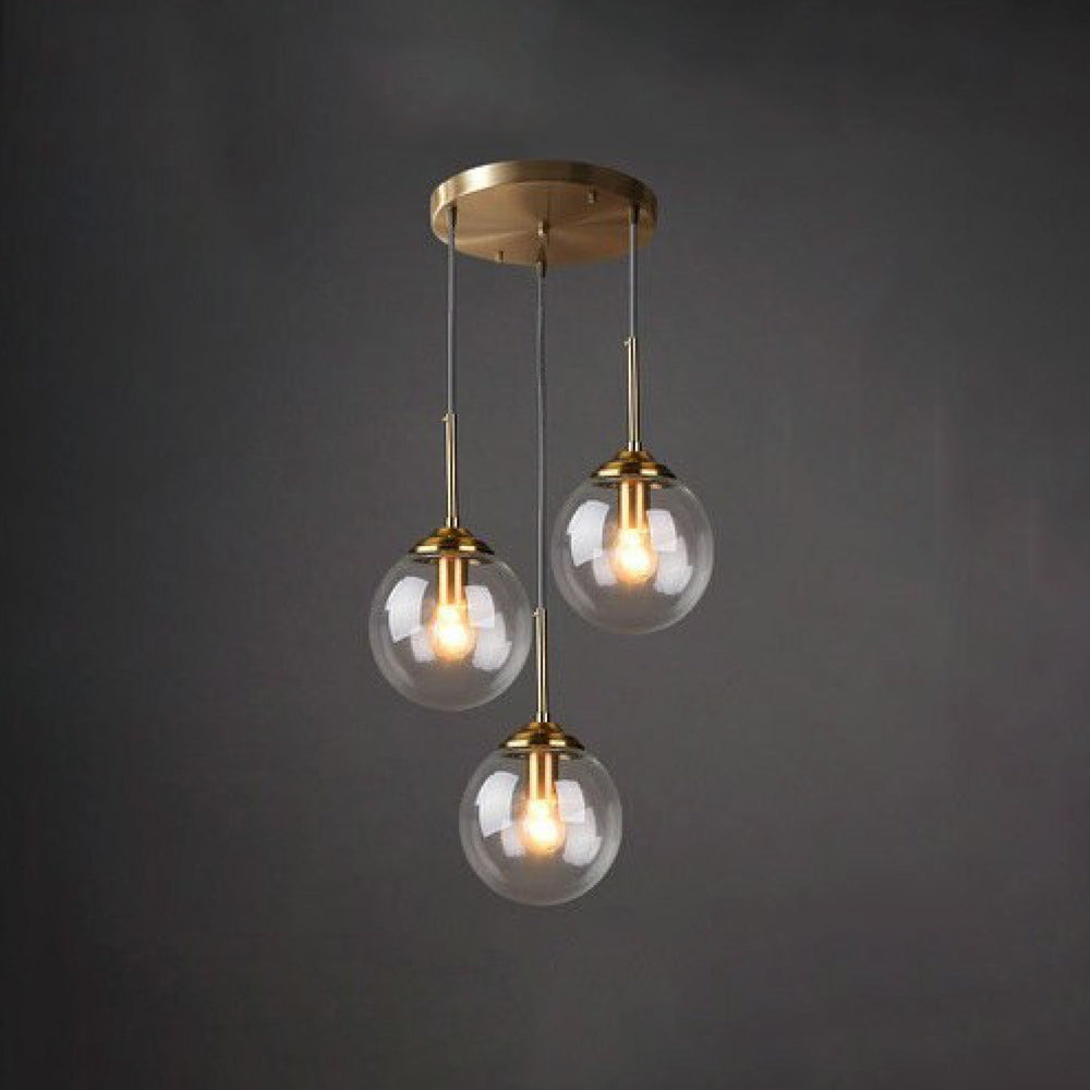 Valentina designad bubbelpendellampa i glas, rökfärgad/klar/bärnstensfärgad