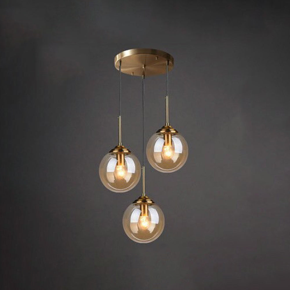 Valentina designad bubbelpendellampa i glas, rökfärgad/klar/bärnstensfärgad