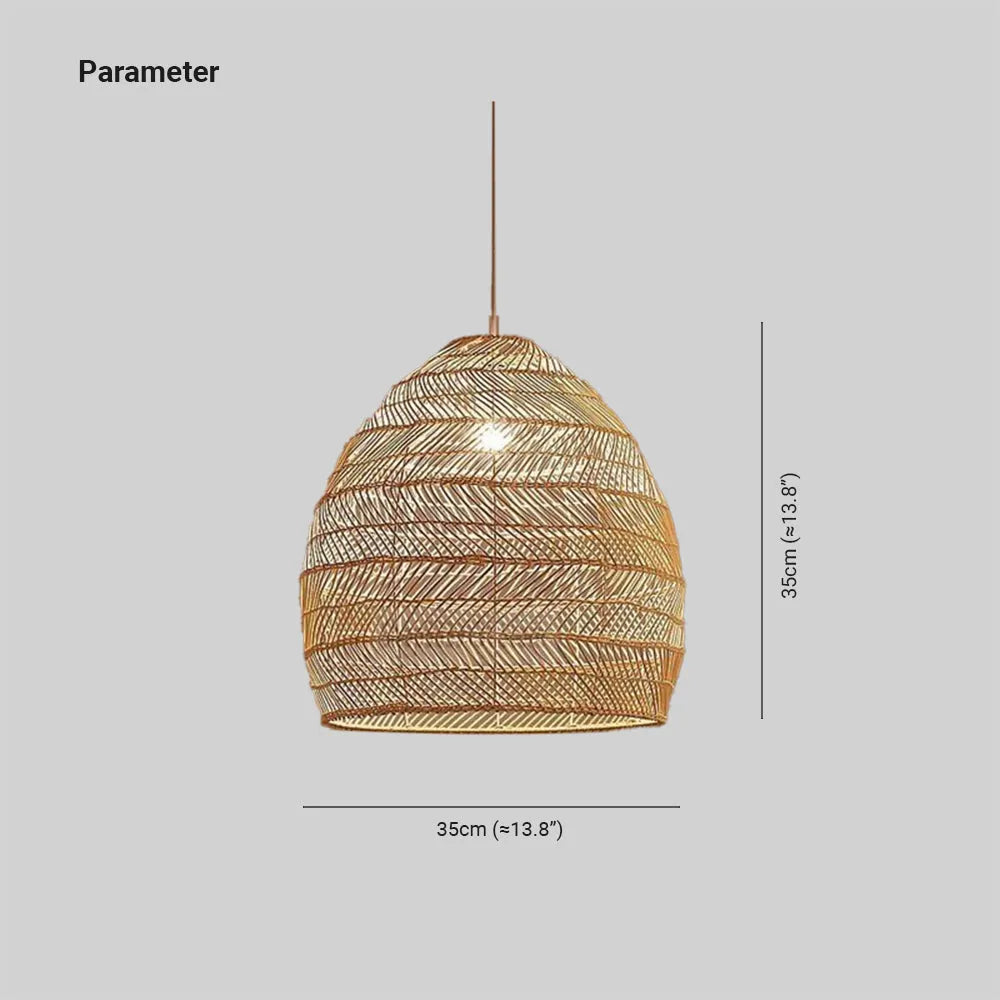 Lixi Rattan Bamboo Lampshade Hand Knitted Pendant Light