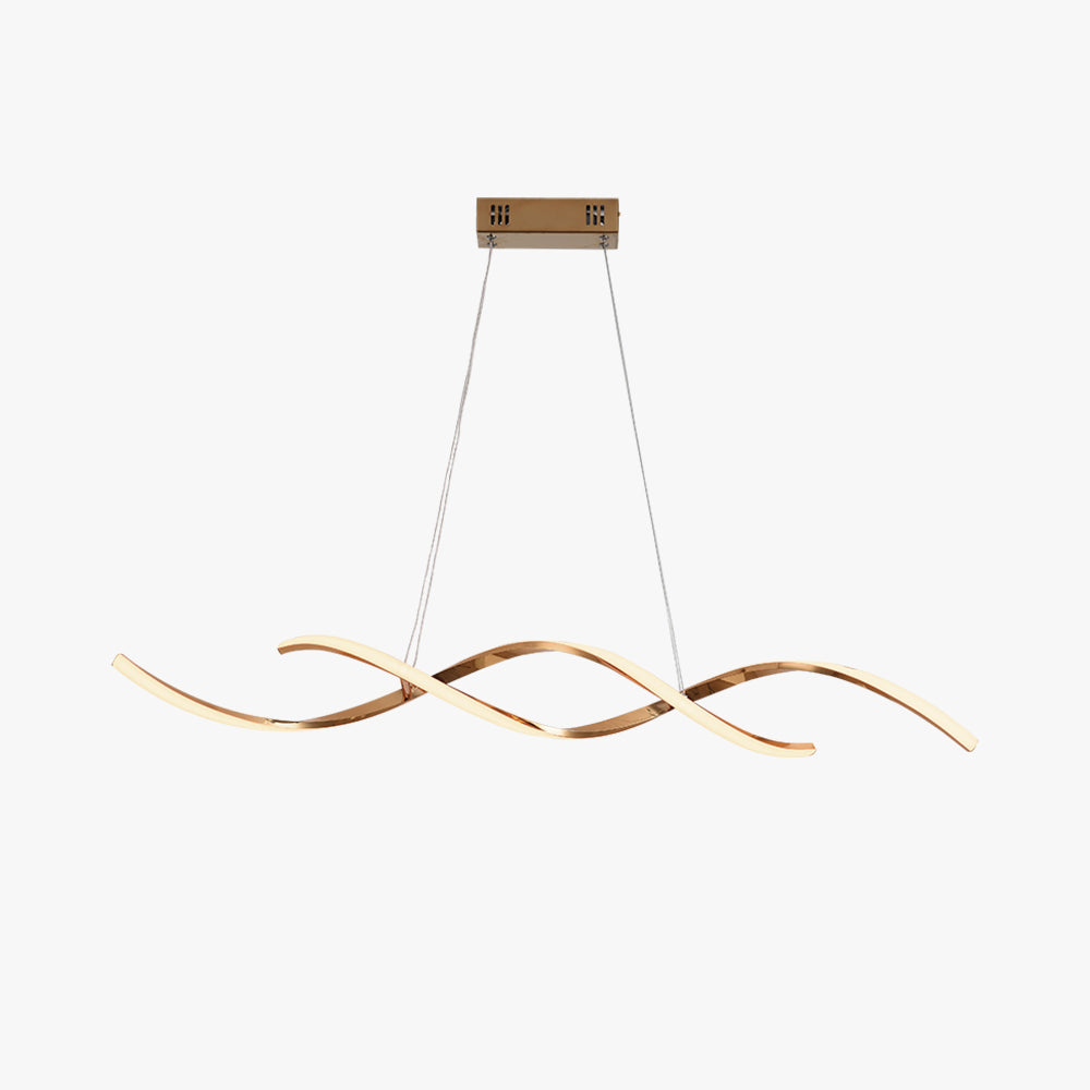 Arisha modern vågformad pendellampa i metall, krom/guld