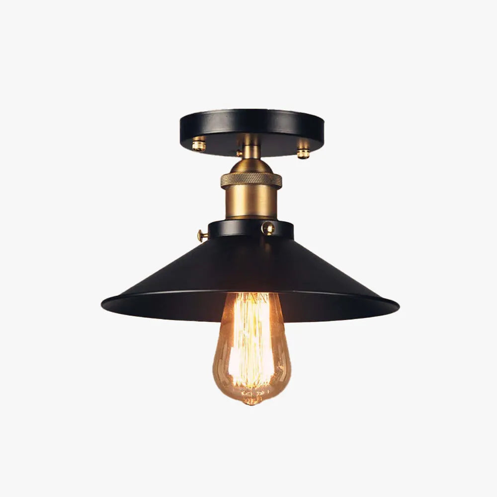 Austin industriel konisk loftslampe i metal, sort