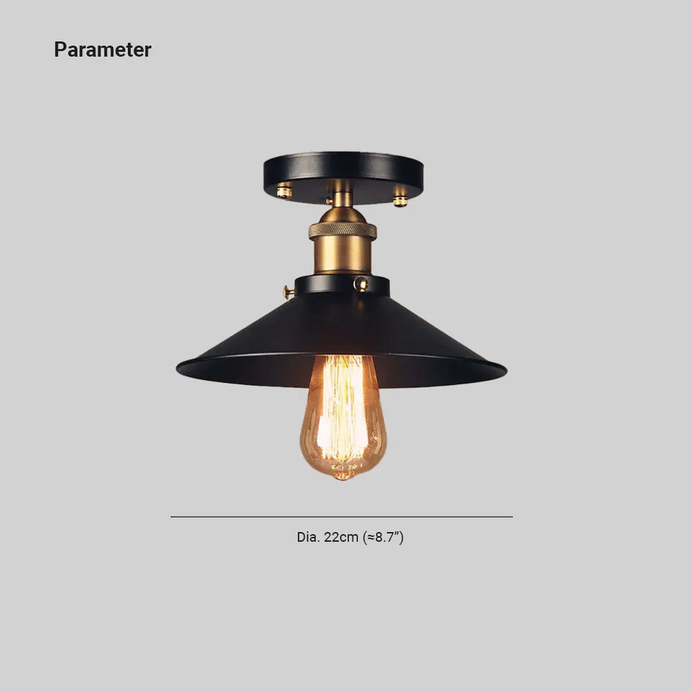 Austin industriel konisk loftslampe i metal, sort