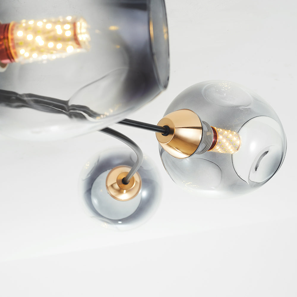 Valentina loftslampe til planmontering i glas, sort/guld, spisestue