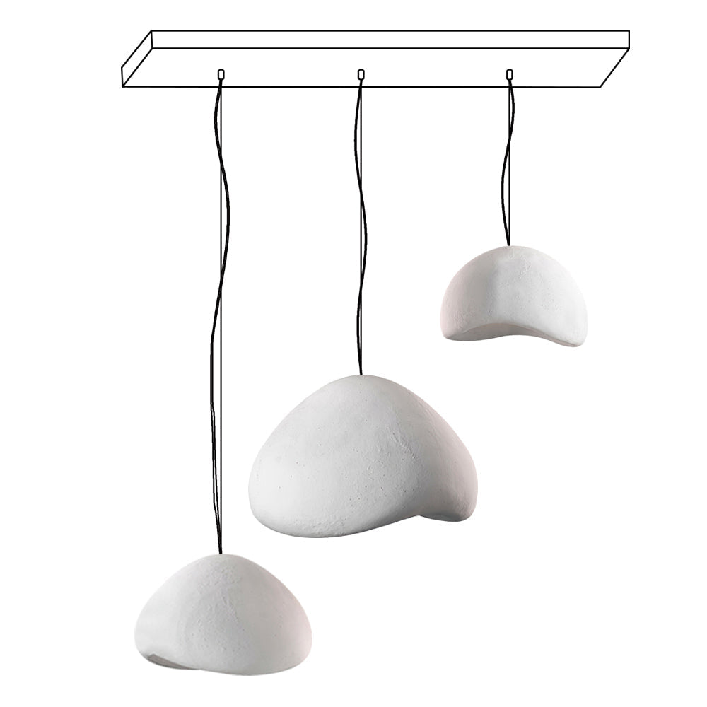 Wabi-sabi-henkinen kiviryhmäkattokruunu, orgaaninen muoto, minimalistinen taiteellinen ilme